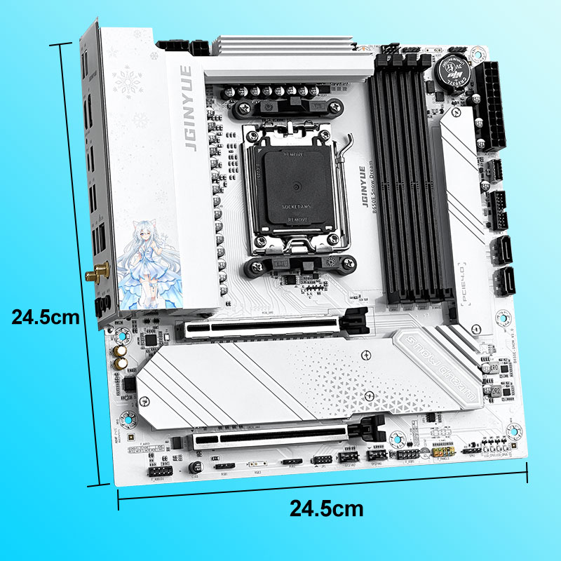 Placa-Mãe JGINYUE B650E Snow D - Am5 Micro Atx Pcie 5.0 Motherboard avaliação e preço